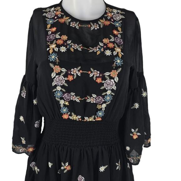 Anthropologie Maeve Embroidered Ruffle Tier Women's Summer Dress 0 - Picture 2 of 6